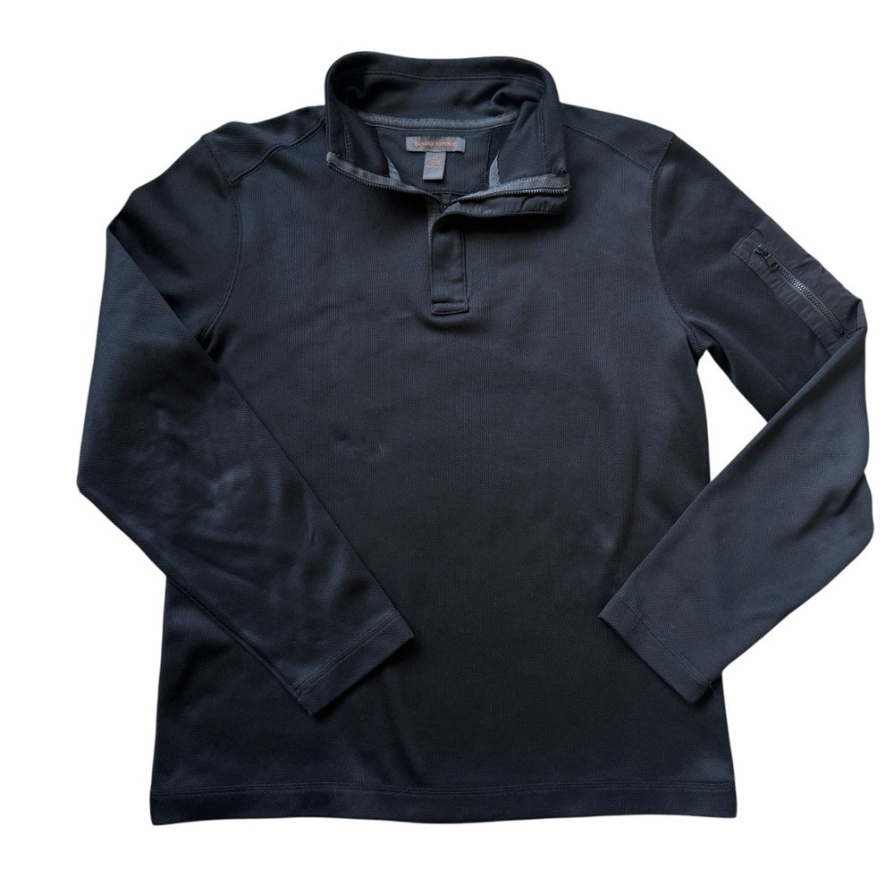 Banana Republic Black Quarter Zip Pullover Jacket Tech Utility Sleeve Pocket M